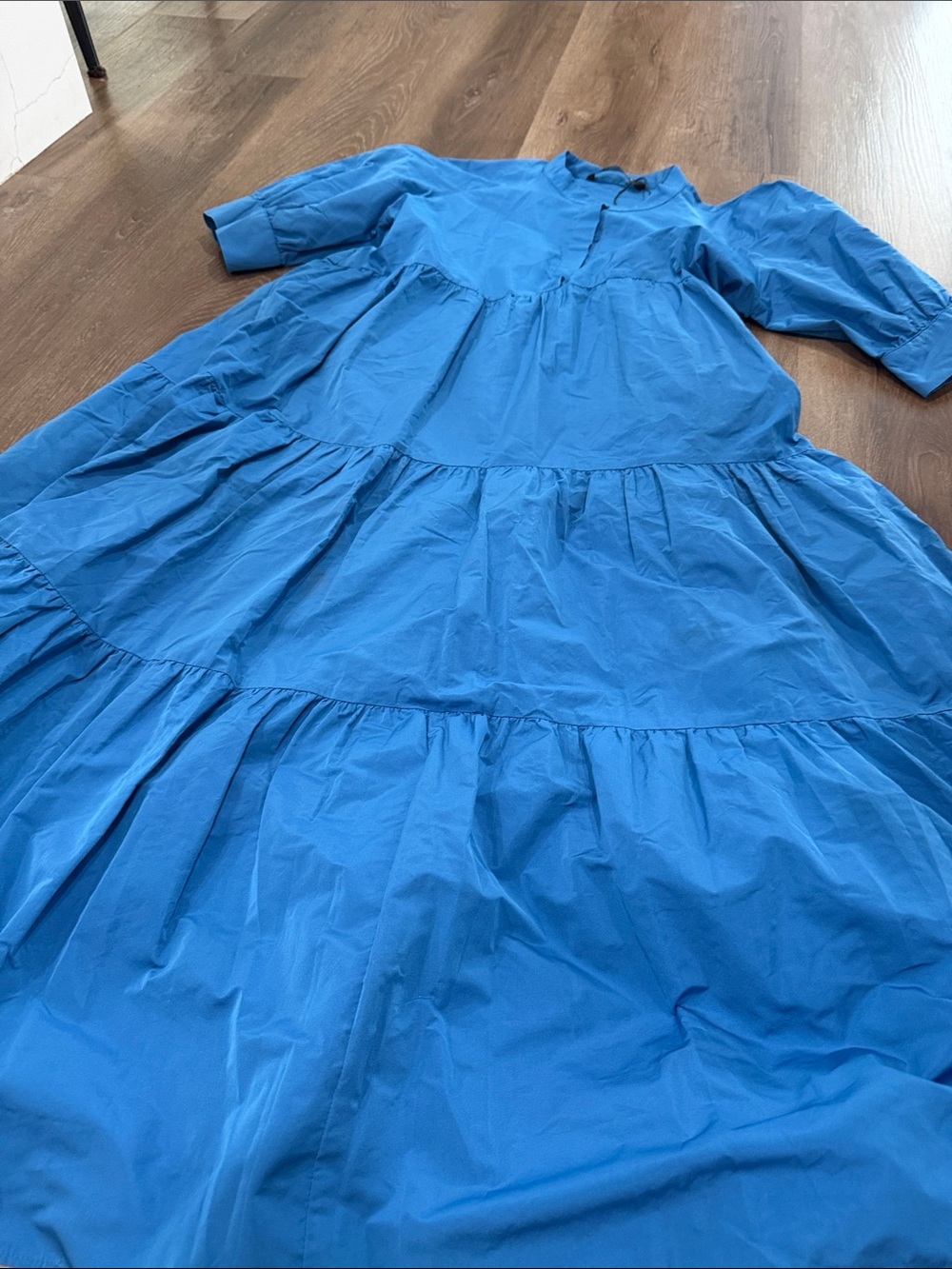 Zara Bright Blue Tiered Midi Dress